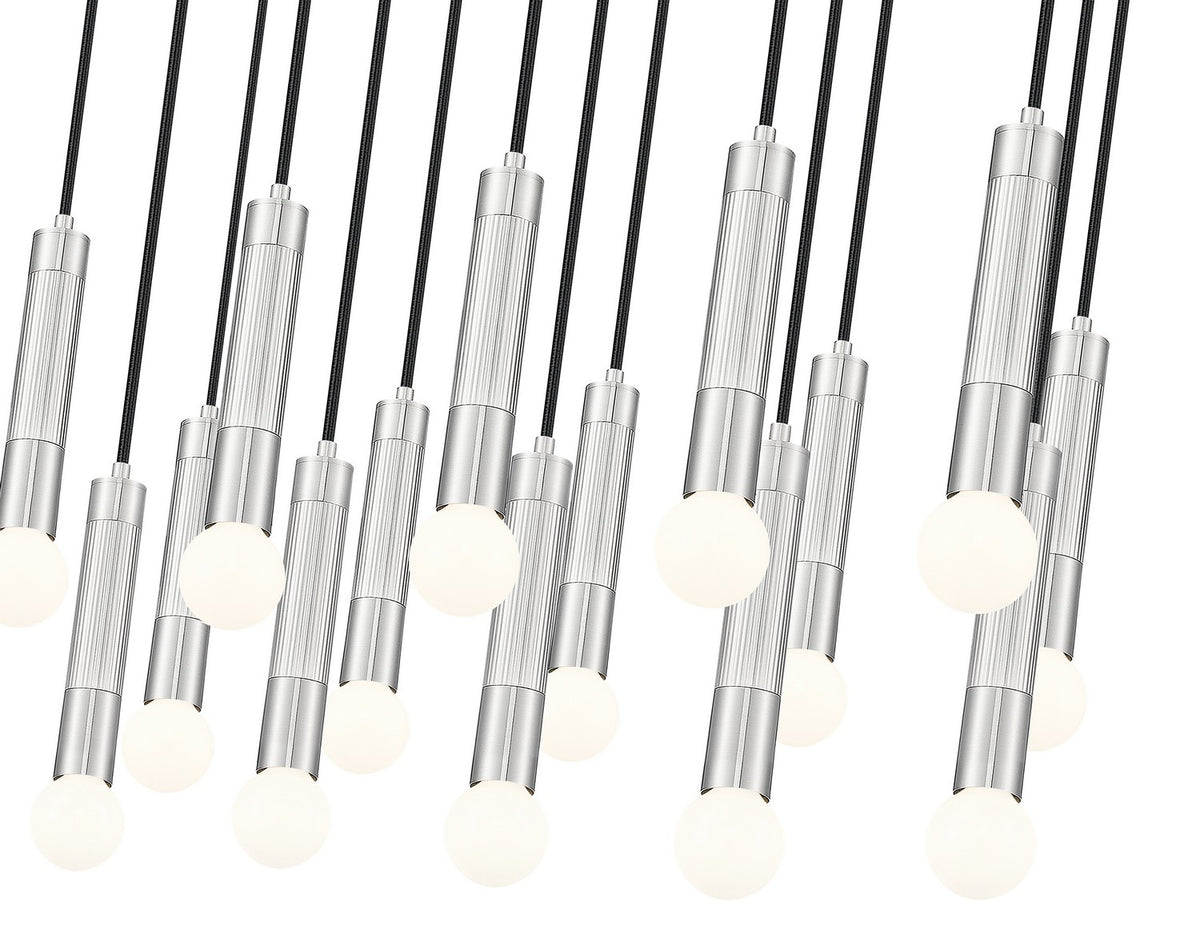 Suspension linéaire multiple Stari Nickel brossé, nombre ampoules 17 – vue 4