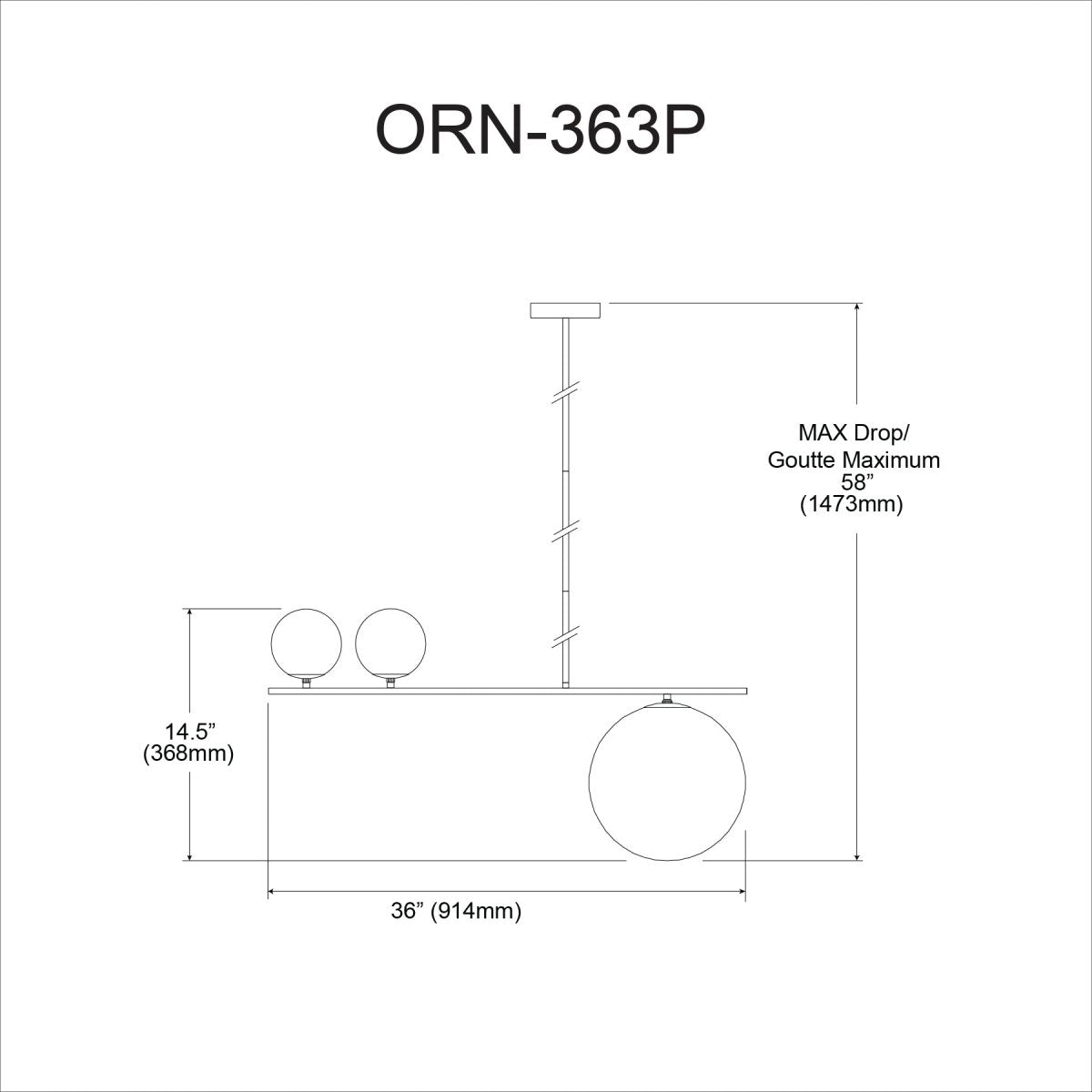 Suspension linéaire Orion - Noir mat by Dainolite | Luminaires & cie