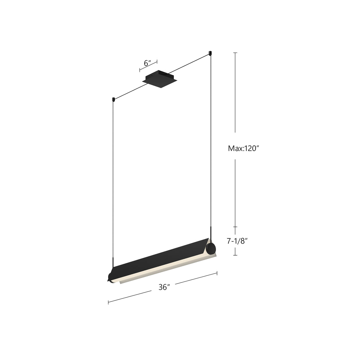 Suspension linéaire Phoenix Verre opale mat – vue 4