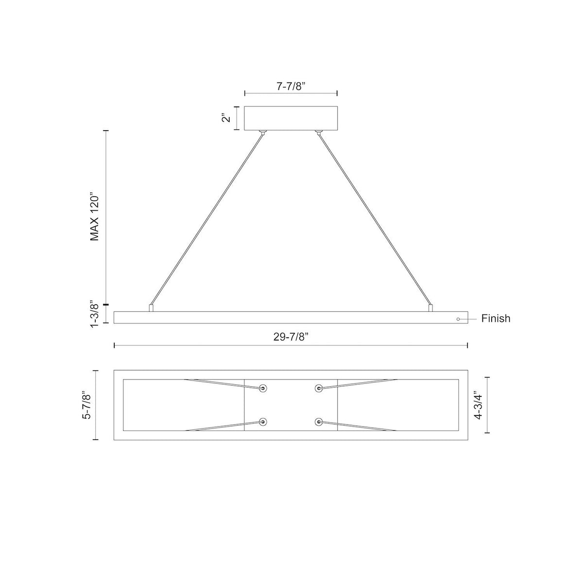 Suspension linéaire Piazza Noir, 5 7/8" – vue 3