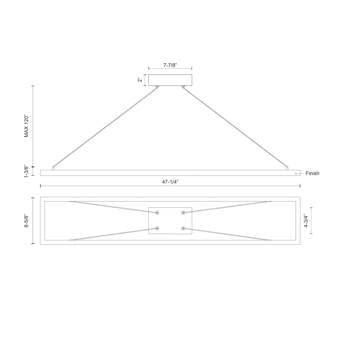 Suspension linéaire Piazza Or brossé, 8 5/8" – vue 3
