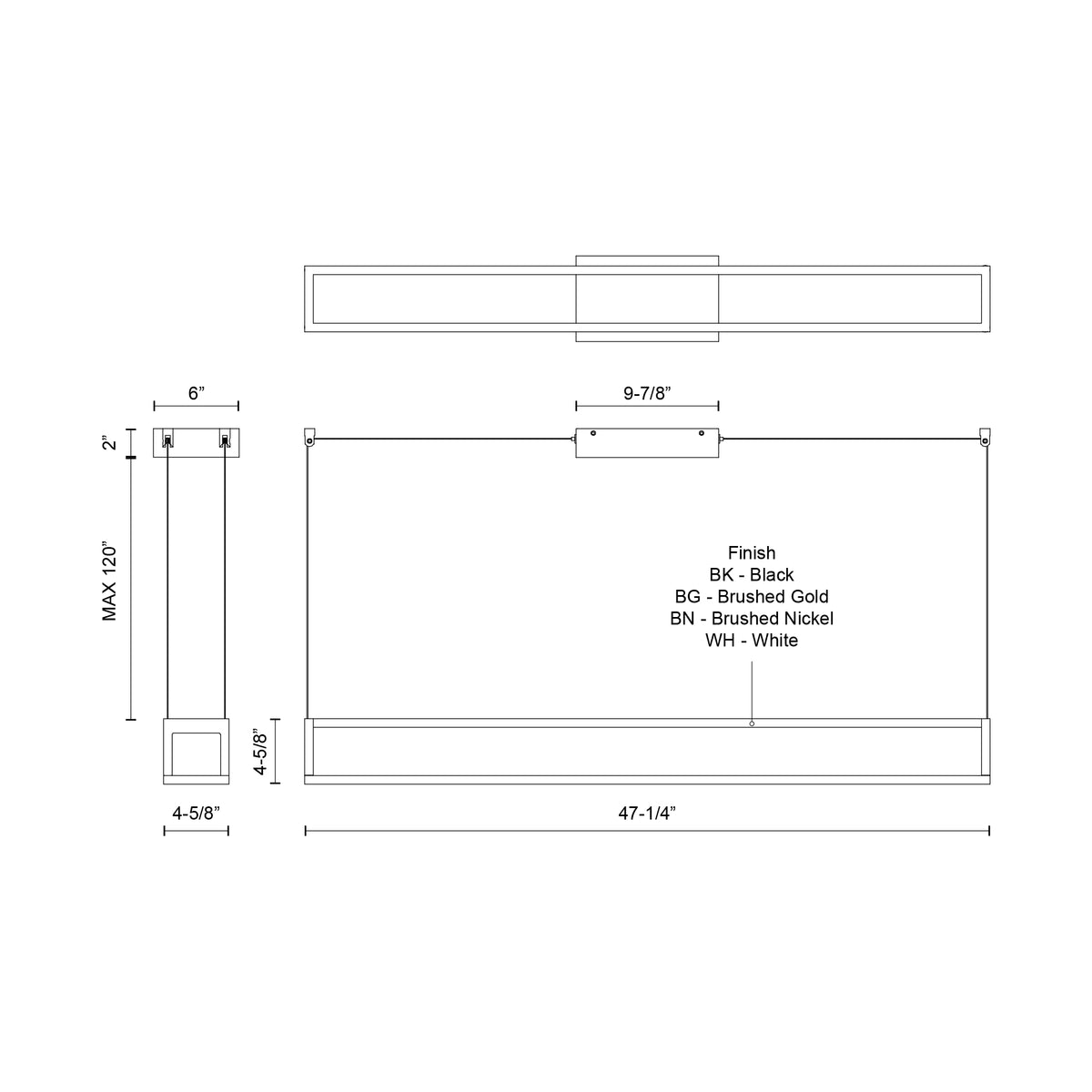 Suspension linéaire Plaza Or brossé, 47 1/4" – vue 3