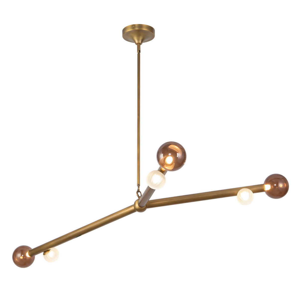 Suspension linéaire Reese Laiton vieilli / Verre ambre – Kuzco Lighting