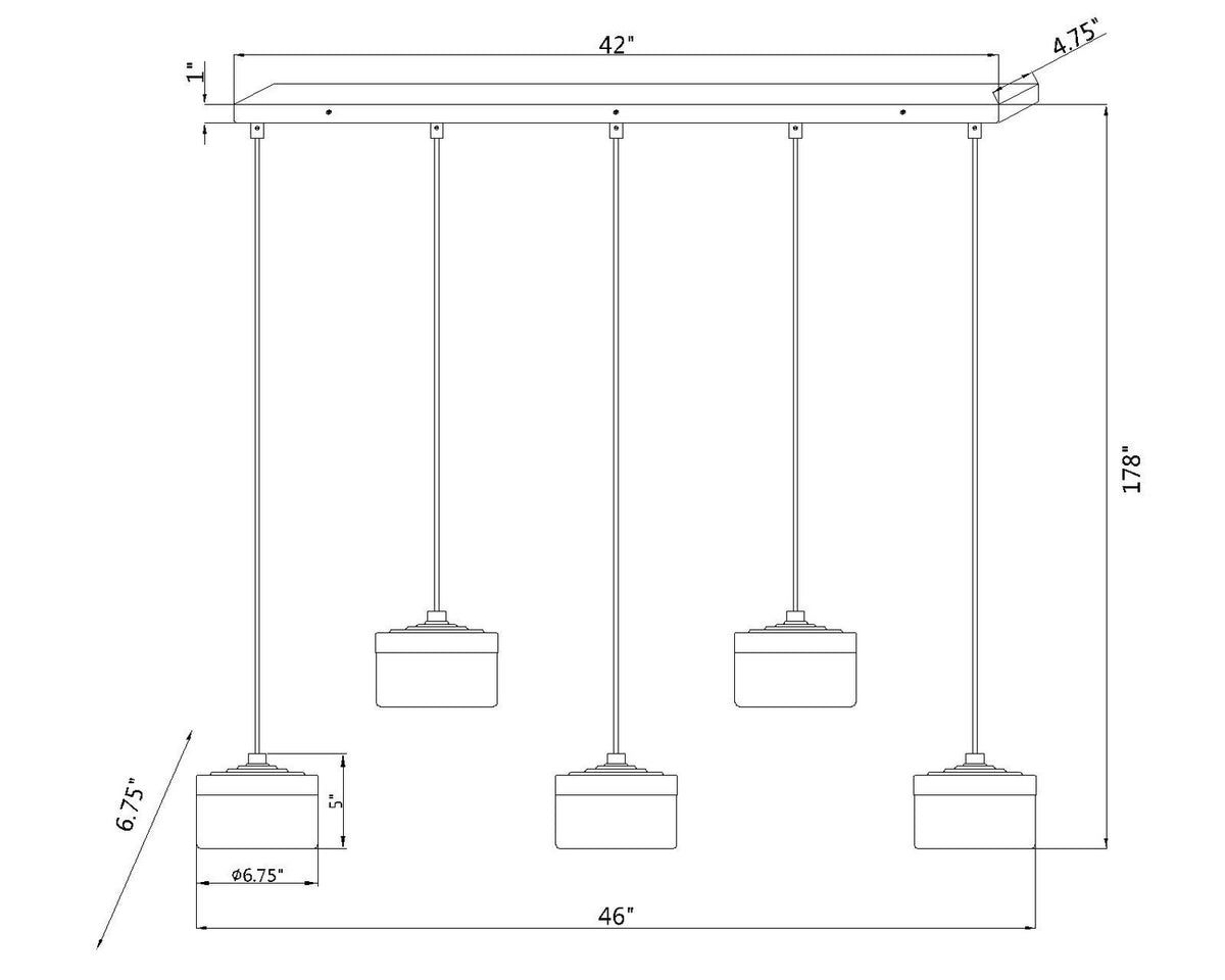 Suspension linéaire Renaud Noir mat – vue 5
