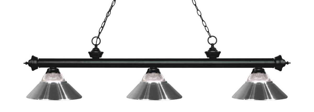 Suspension linéaire Riviera Noir mat, Transparent strié + Chrome, 57 1/4" – Z-Lite