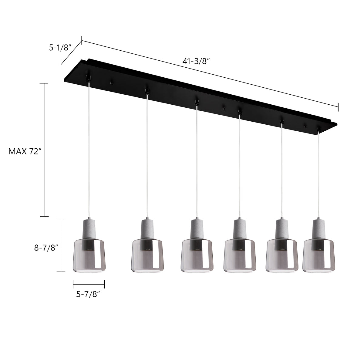Suspension linéaire Samson Blanc / Transparent, nombre ampoules 6 – vue 4