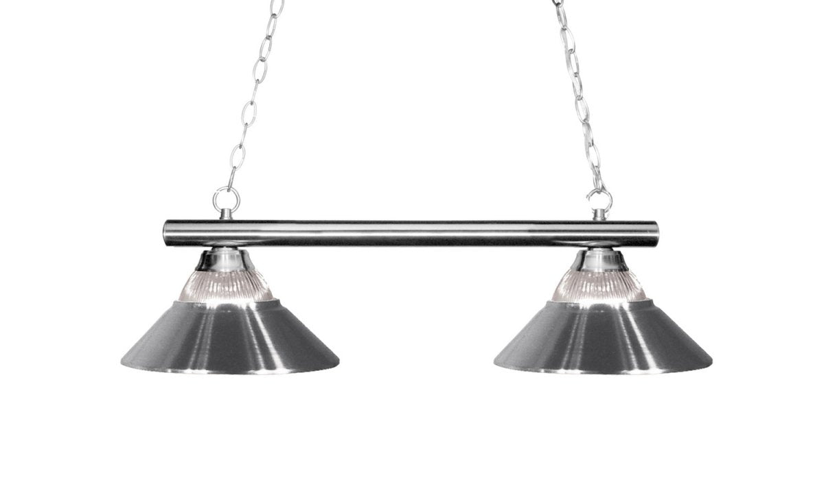 Suspension linéaire Sharp Shooter - Transparent strié + Chrome by Z-Lite | Luminaires & cie