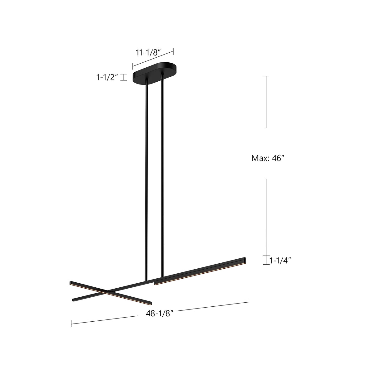 Suspension linéaire Shift Or brossé, 48 1/8" – vue 3