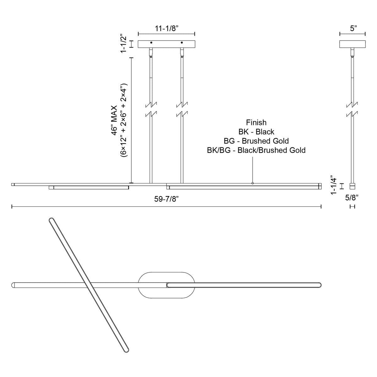 Suspension linéaire Shift Noir, 59 7/8" – vue 2