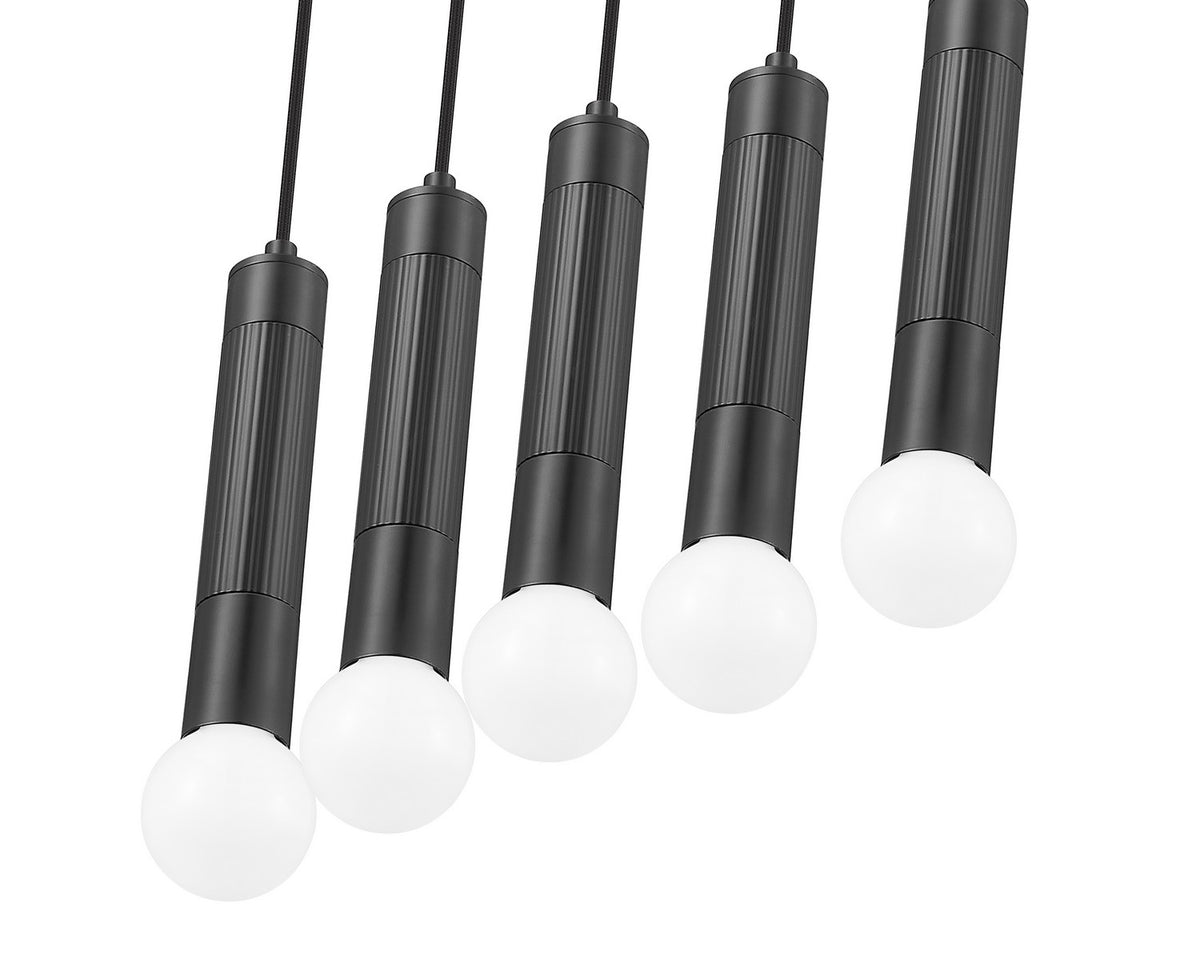 Suspension linéaire Stari Noir mat, nombre ampoules 5 – vue 4