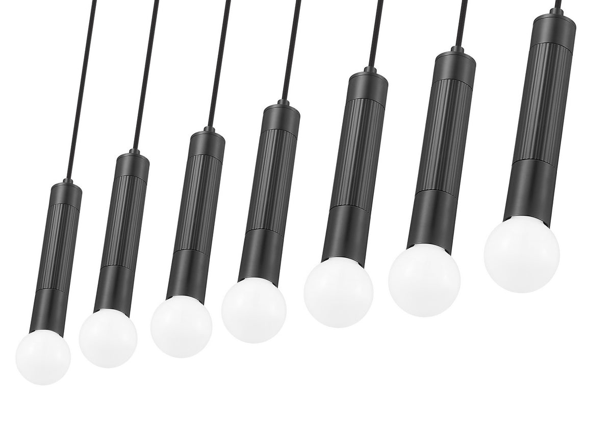 Suspension linéaire Stari Noir mat, nombre ampoules 7 – vue 4