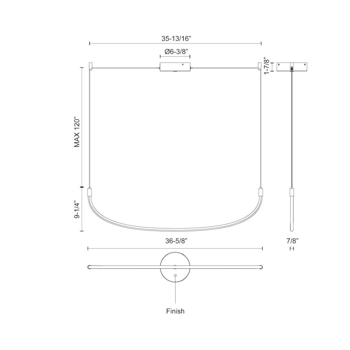 Suspension linéaire Talis - Or brossé 36 5/8" by Kuzco Lighting | Luminaires & cie