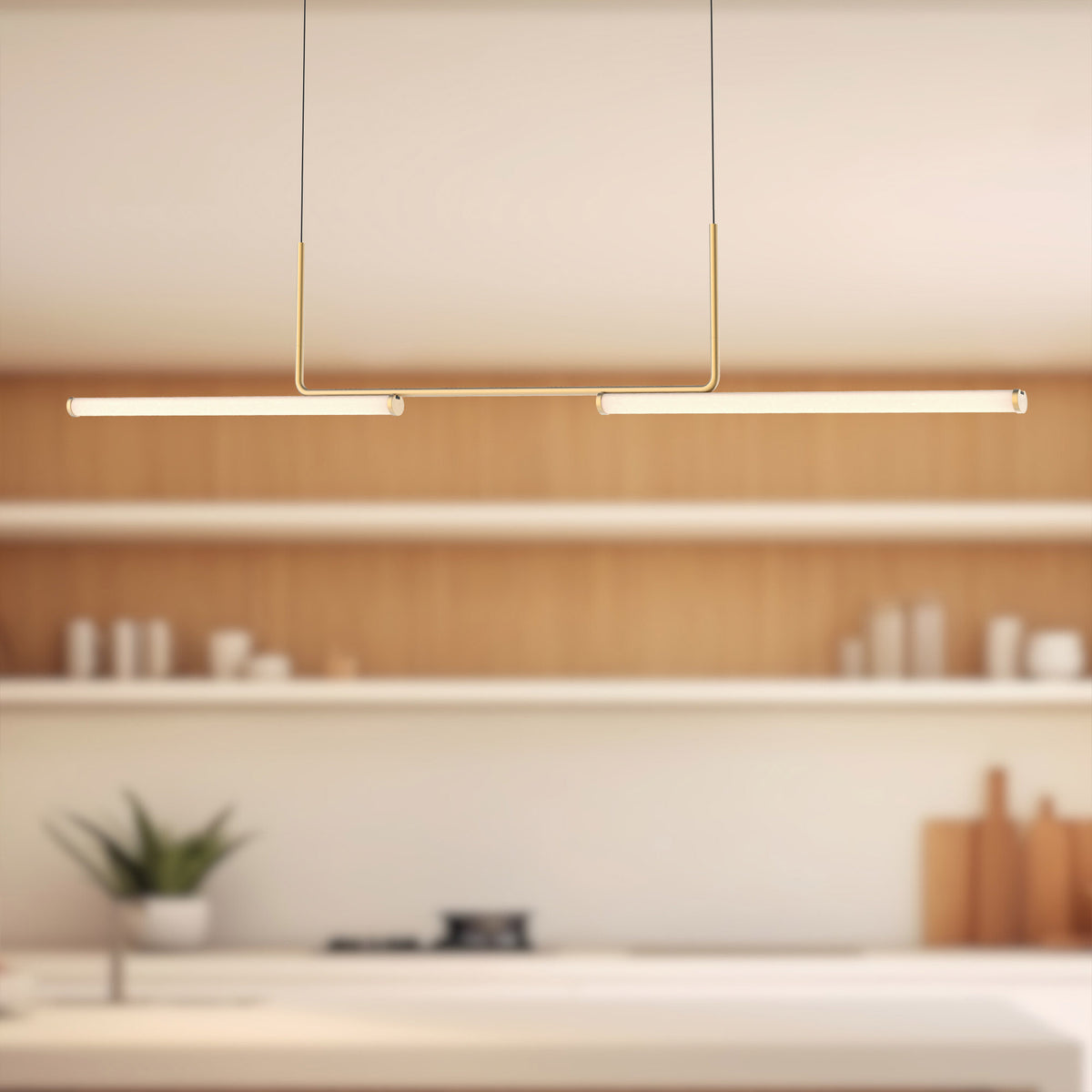 Suspension linéaire Vesper Or brossé, 73" – vue 3