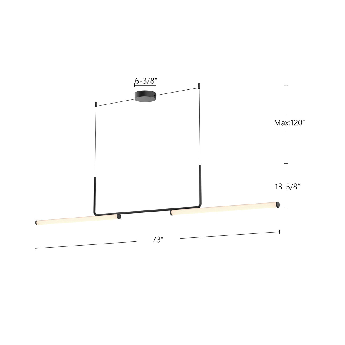 Suspension linéaire Vesper Noir, 73" – vue 4