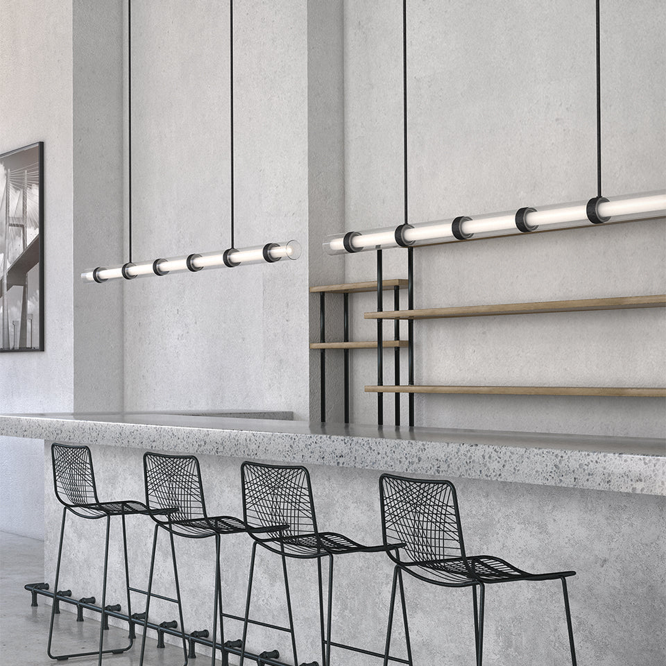 Suspension linéaire Wit - Laiton vieilli 7 vitres by Tech Lighting | Luminaires & cie
