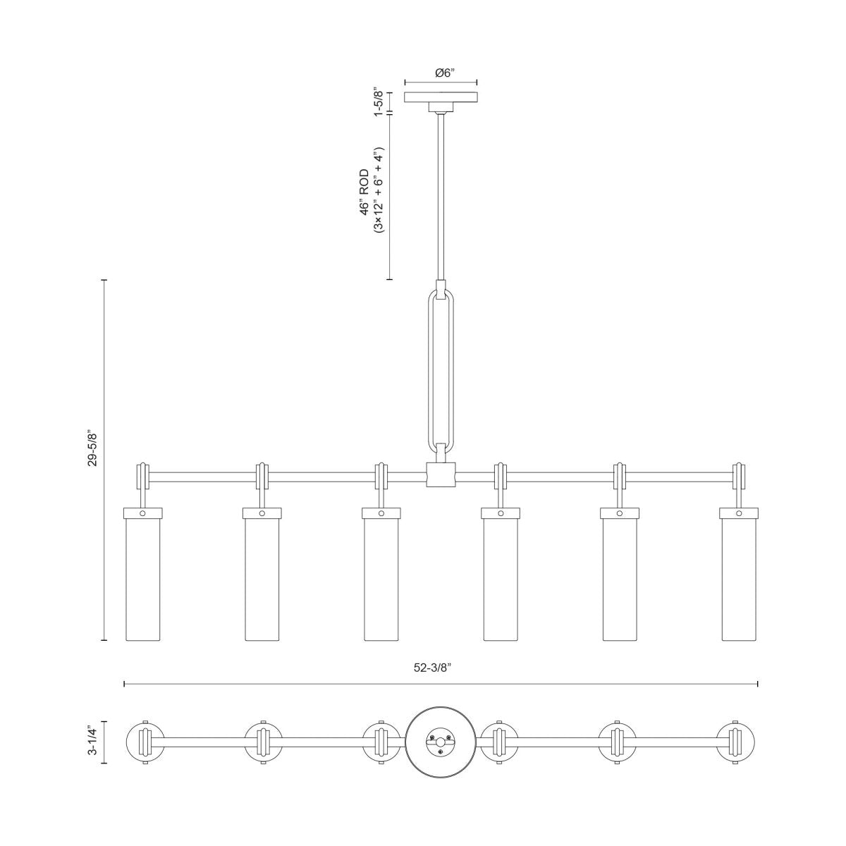 Suspension linéaire Wynwood - Bronze urbain / opale brillante by Alora Lighting | Luminaires & cie
