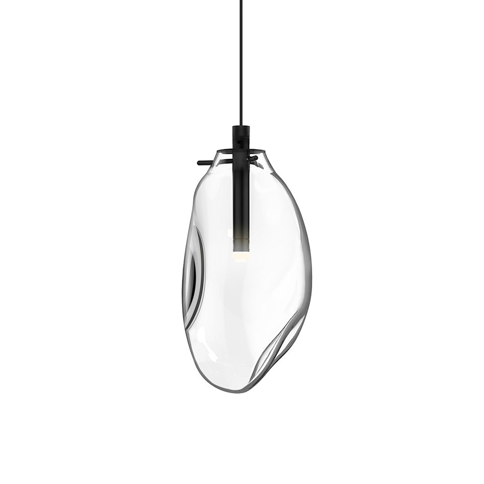 Suspension Liquid Simple - 6" Dia (Régulier) Noir satiné avec verre Transparent by Sonneman | Luminaires & cie