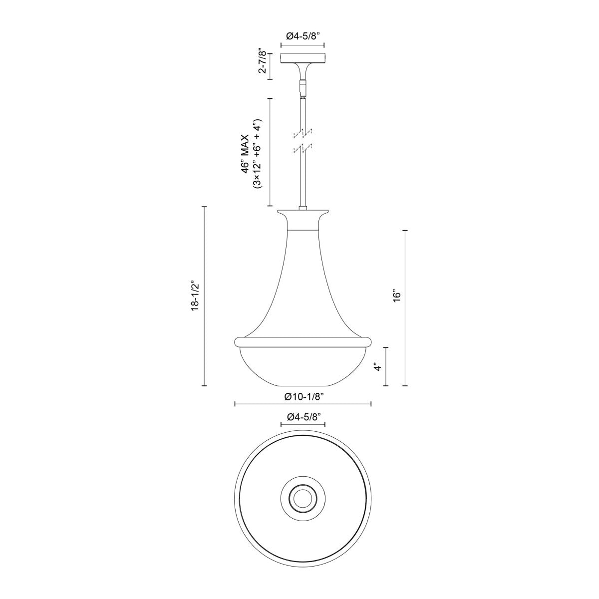 Suspension Marcel - Or vieilli 10 1/8" by Alora Lighting | Luminaires & cie