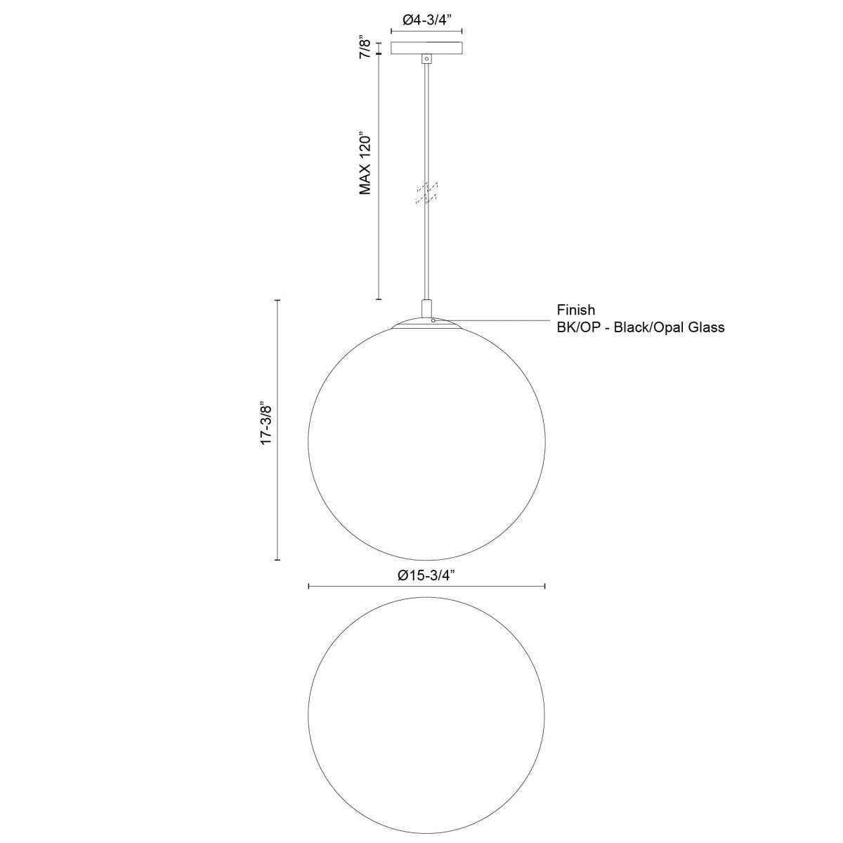 Suspension Marco - 15 3/4" Douille + Câble 120" Douille by Kuzco Lighting | Luminaires & cie