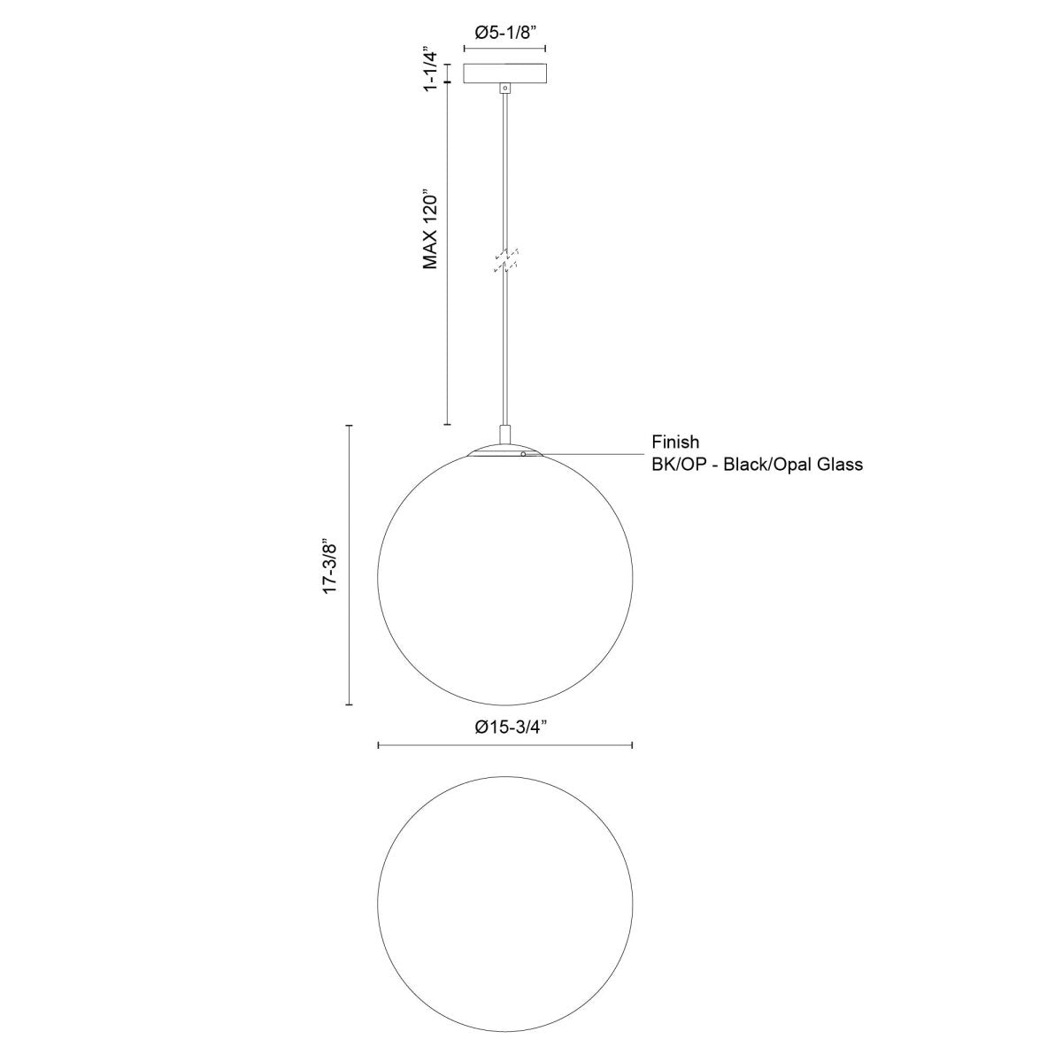 Suspension Marco - 15 3/4" DEL intégré 5CCT + Câble 120" DEL by Kuzco Lighting | Luminaires & cie