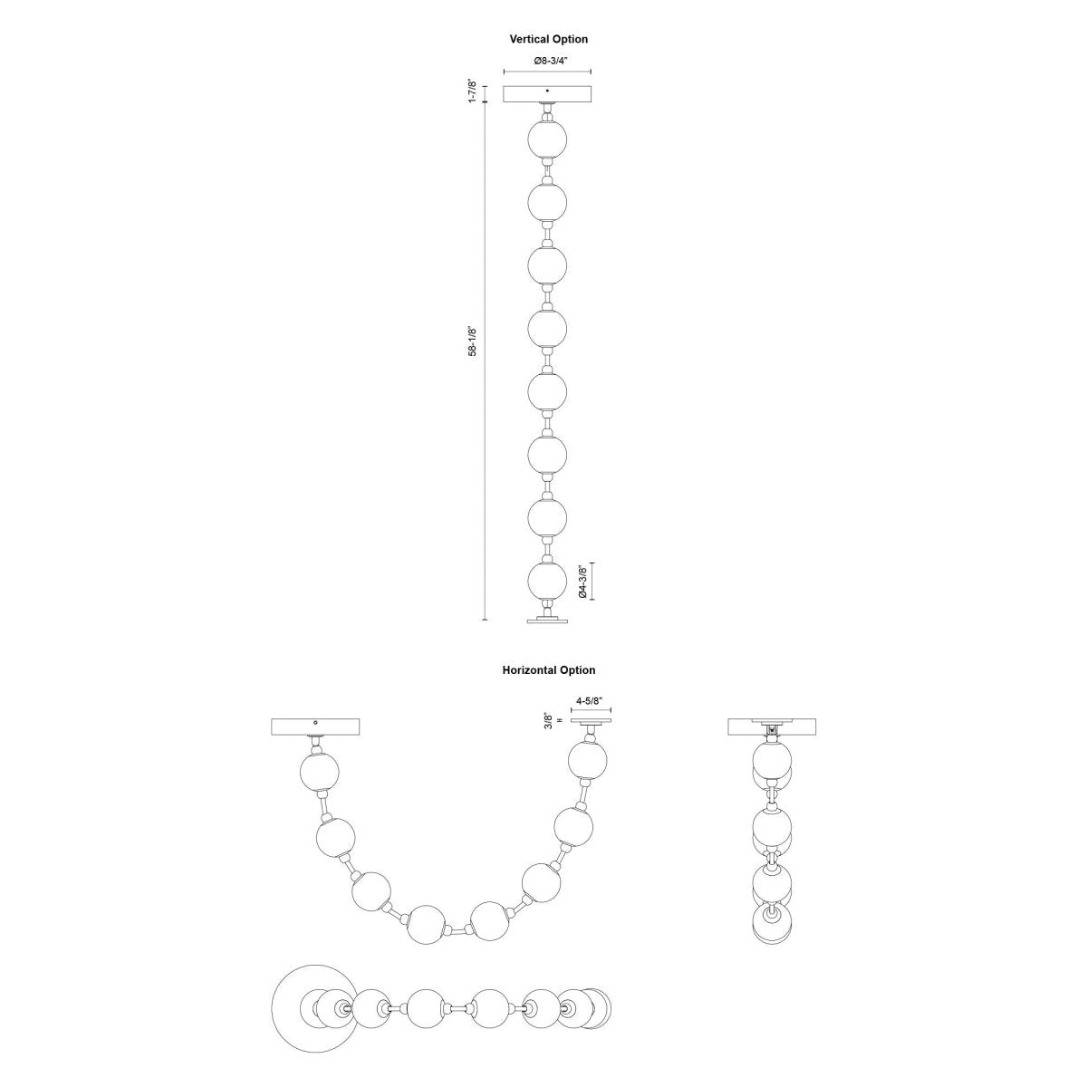 Suspension Marni - Laiton naturel 58 1/8" Driver dans le canopy by Alora Lighting | Luminaires & cie