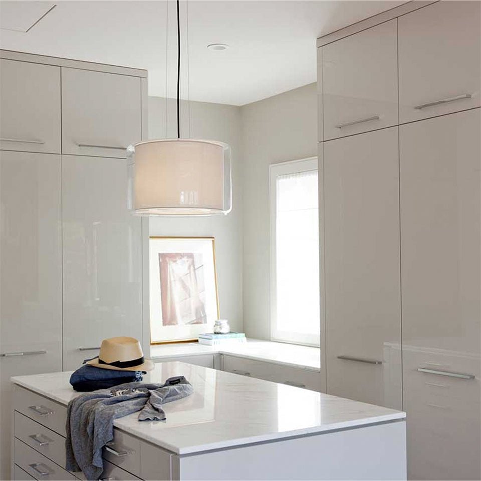 Suspension Mercer - Coton blanc plissé Mercer 44 (17.32") by Marset | Luminaires & cie