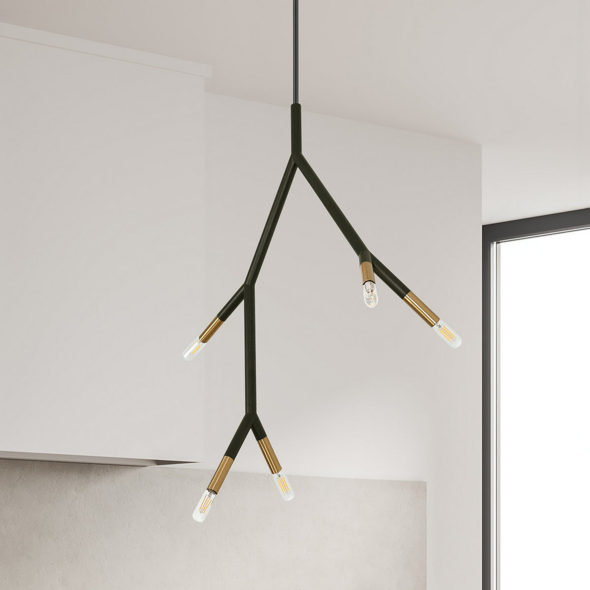 Lustre Morgan Noir mat et Laiton vieilli – vue 2