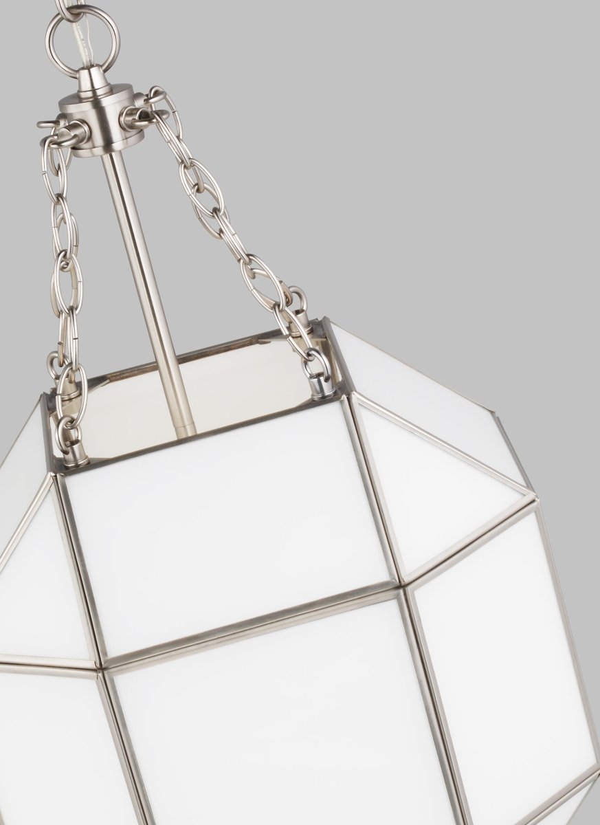 Suspension Morrison S - Nickel brossé Blanc lisse Ampoules DEL incluses by Visual Comfort Studio | Luminaires & cie