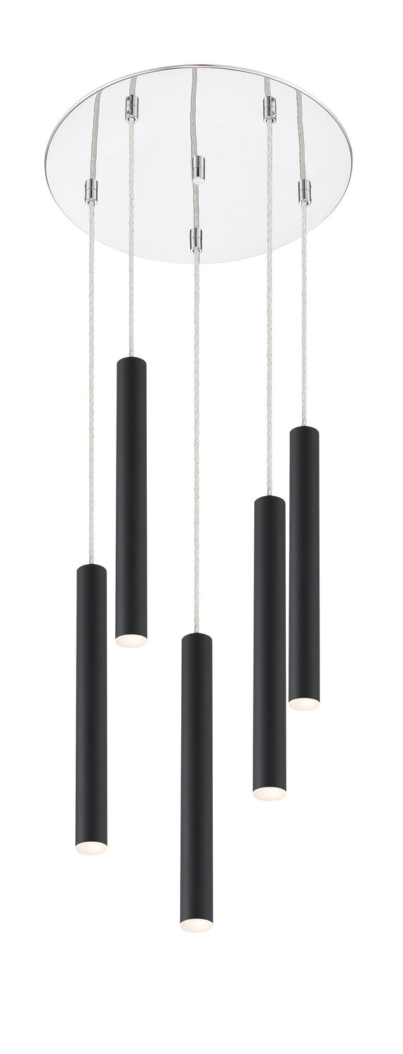 Suspension multiple 12" Forest nombre de suspensions 5, Chrome, Noir mat – Z-Lite
