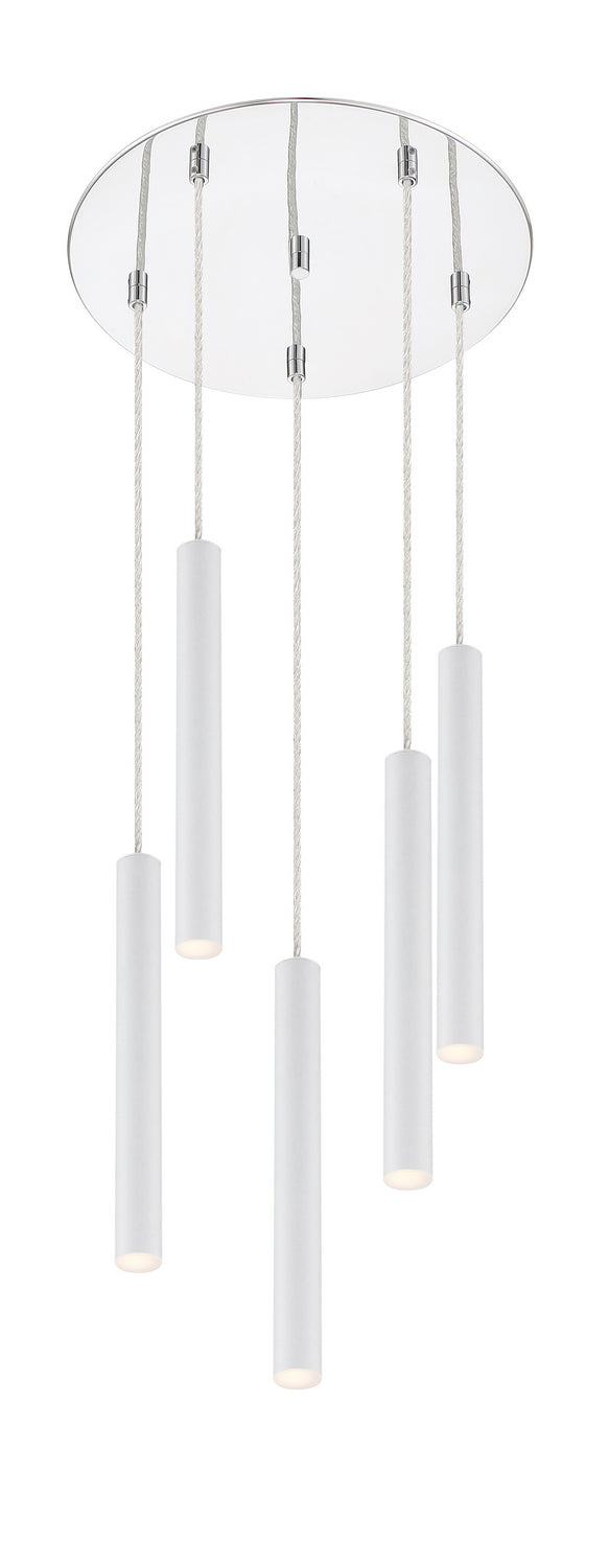 Suspension multiple 12" Forest nombre de suspensions 5, Chrome, Blanc mat – Z-Lite