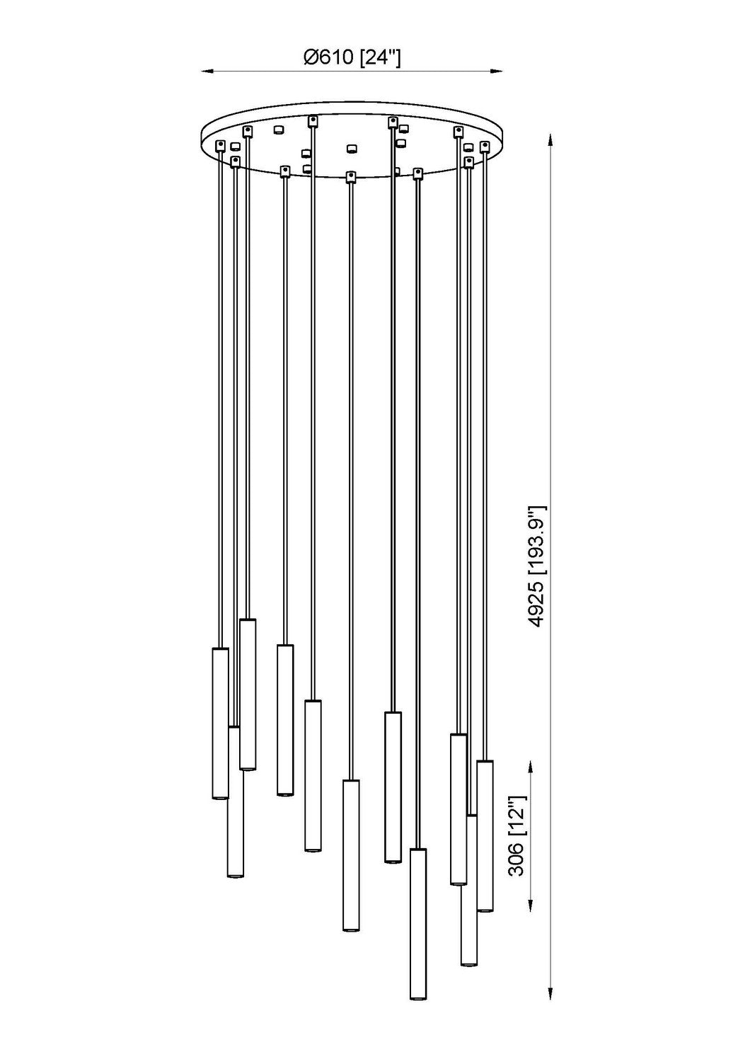 Suspension multiple 12" Forest nombre de suspensions 11, Nickel brossé, Nickel brossé – vue 6