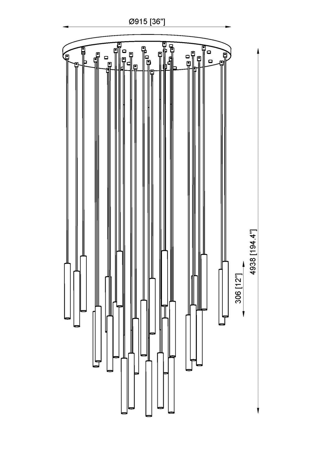 Suspension multiple 12" Forest nombre de suspensions 27, Nickel brossé, Nickel brossé – vue 6