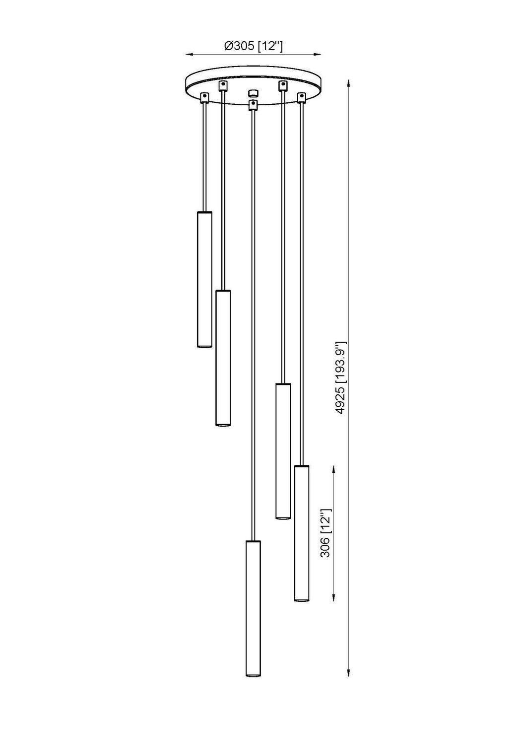 Suspension multiple 12" Forest nombre de suspensions 5, Nickel brossé, Nickel brossé – vue 6