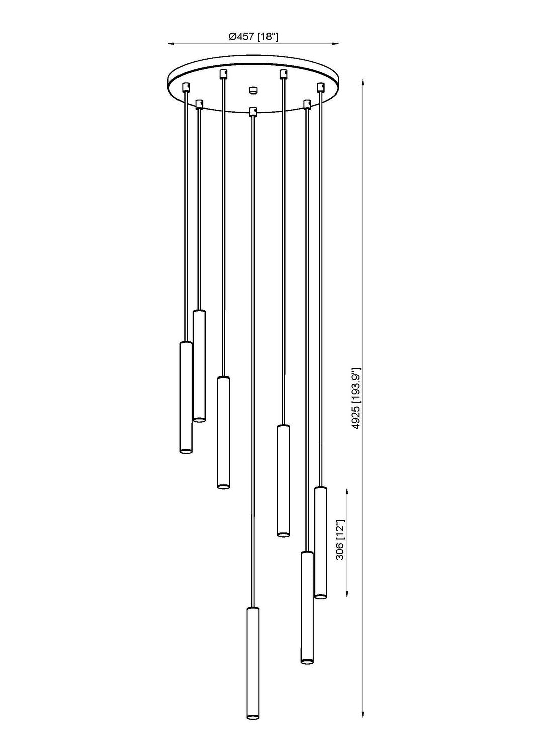 Suspension multiple 12" Forest nombre de suspensions 7, Nickel brossé, Nickel brossé – vue 6