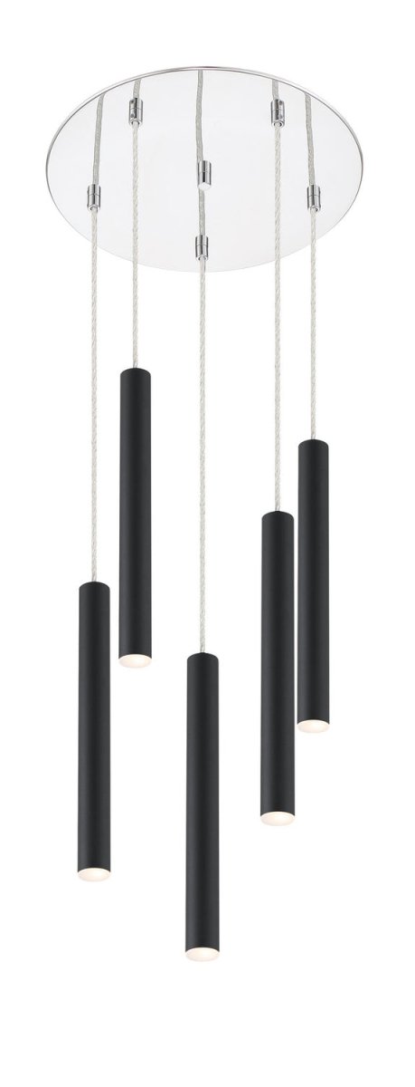 Suspension multiple 12" Forest - 5 Chrome Noir mat by Z-Lite | Luminaires & cie