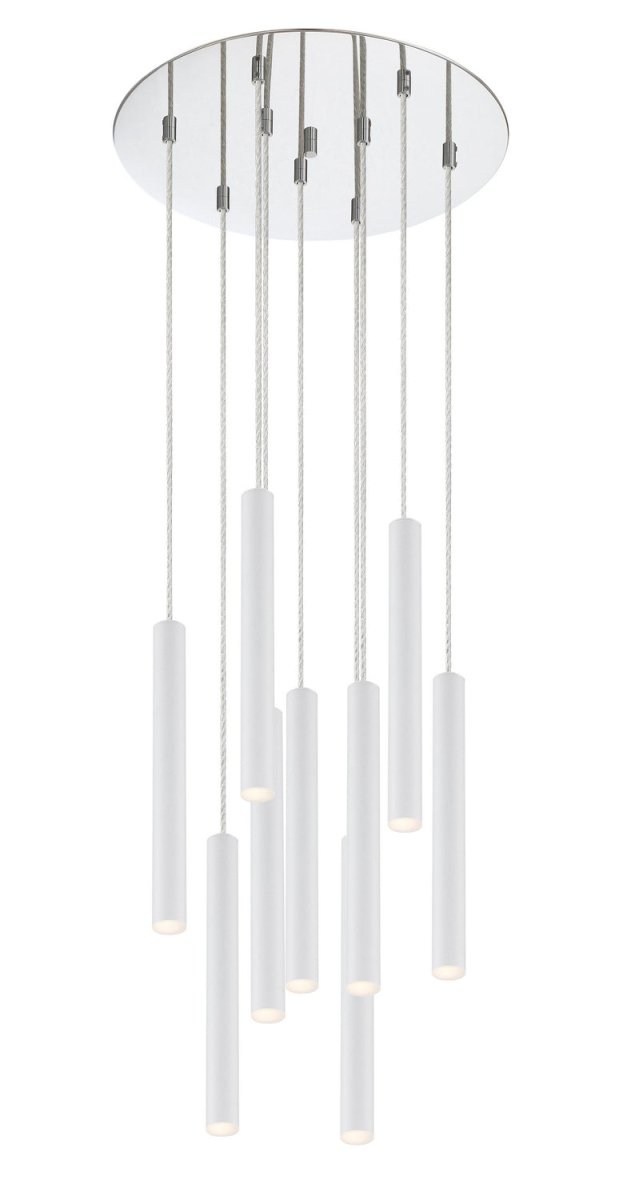 Suspension multiple 12" Forest - 9 Chrome Blanc mat by Z-Lite | Luminaires & cie