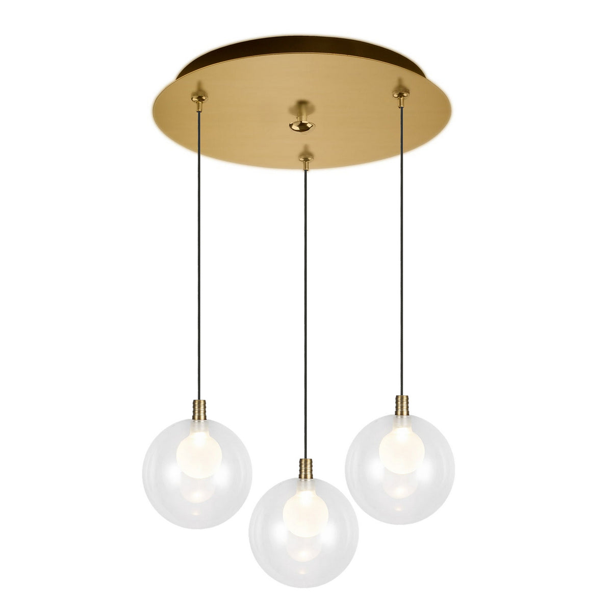 Suspension multiple Bolla Or brossé, Verre transparent à l'extérieur, opale à l'intérieur, 11 7/8" – Kuzco Lighting