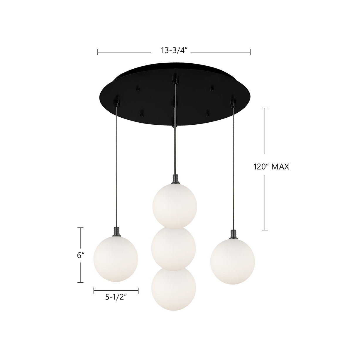 Suspension multiple Bolla Or brossé, Verre transparent à l'extérieur, opale à l'intérieur, 15 3/4" – vue 2