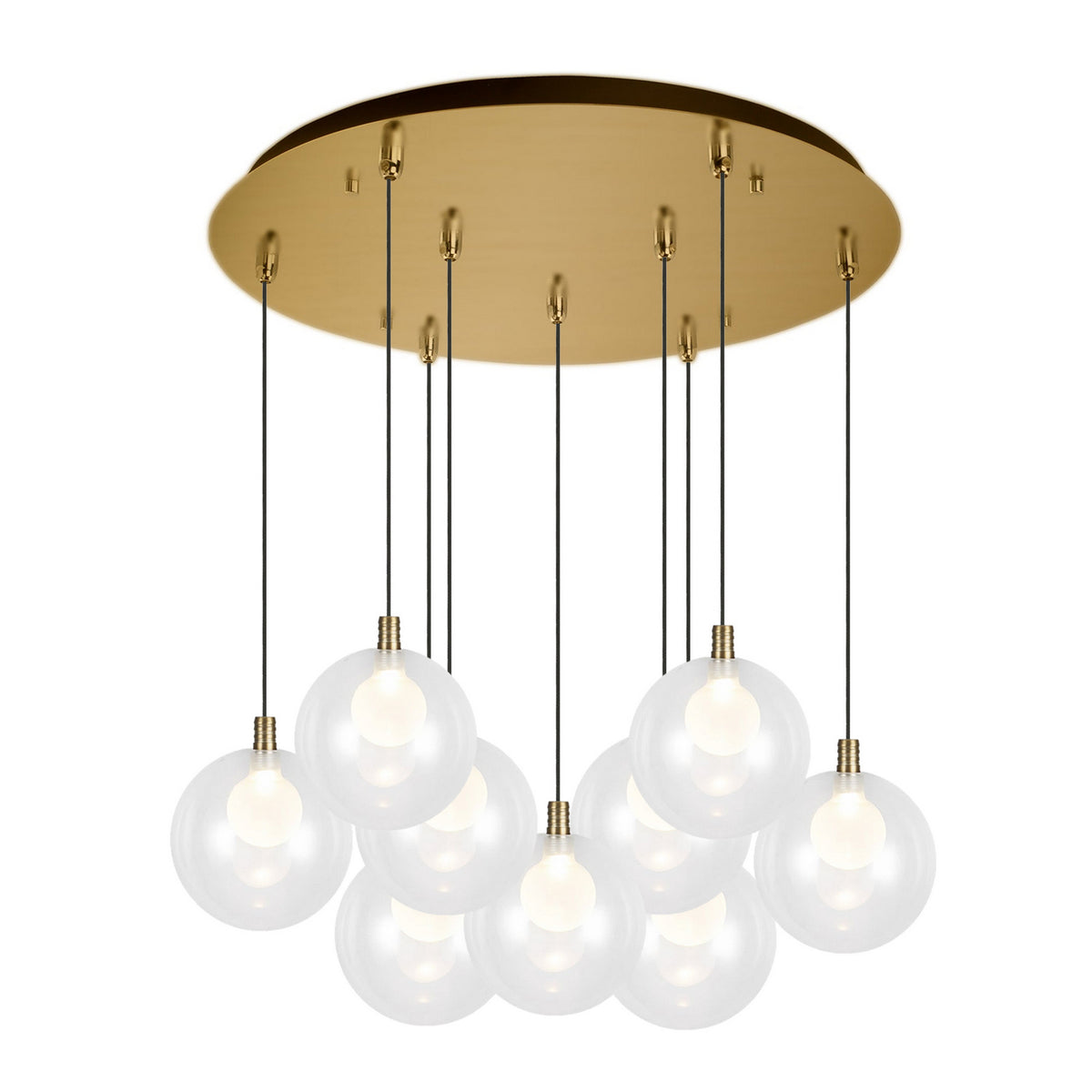 Suspension multiple Bolla Or brossé, Verre transparent à l'extérieur, opale à l'intérieur, 19 5/8" – Kuzco Lighting
