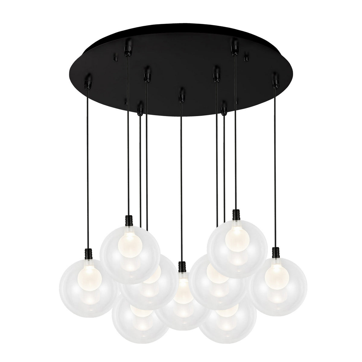Suspension multiple Bolla Noir, Verre transparent à l'extérieur, opale à l'intérieur, 19 5/8" – Kuzco Lighting