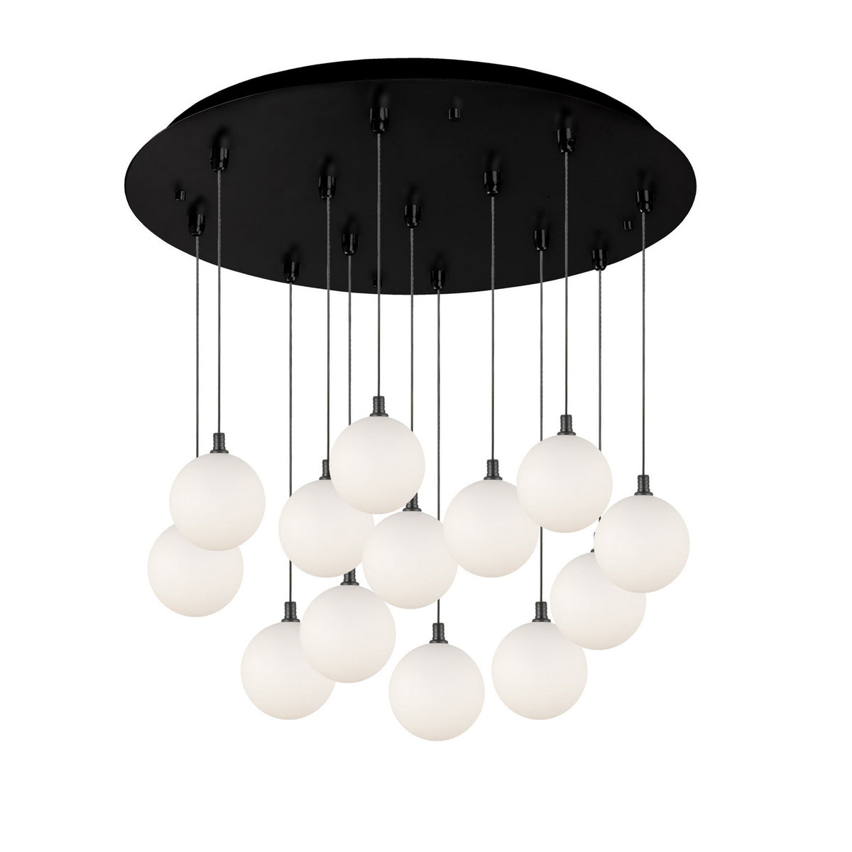 Suspension multiple Bolla Noir, Verre opale mat, 25 1/4" – Kuzco Lighting