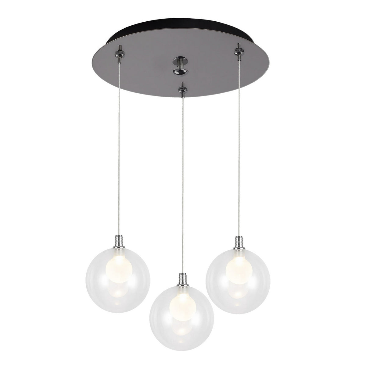 Suspension multiple Bolla Chrome, Verre transparent à l'extérieur, opale à l'intérieur, 11 7/8" – Kuzco Lighting