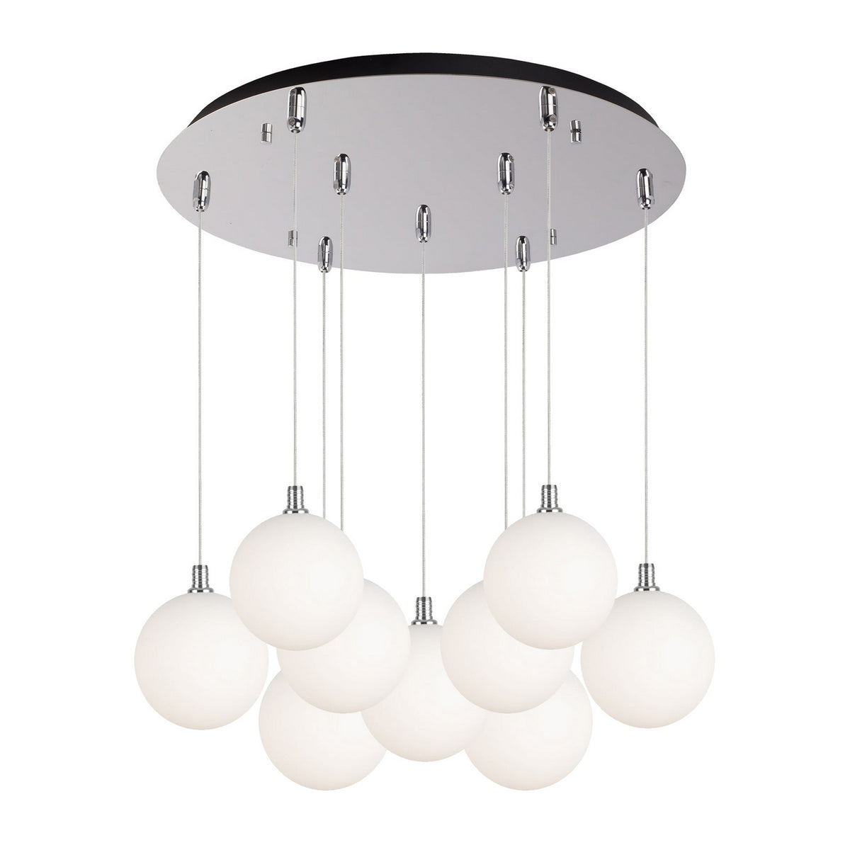 Suspension multiple Bolla Chrome, Verre opale mat, 19 5/8" – Kuzco Lighting