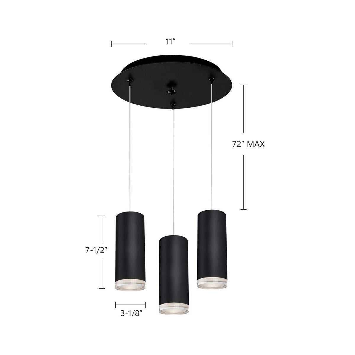 Suspension multiple Cameo Noir, 11" – vue 4