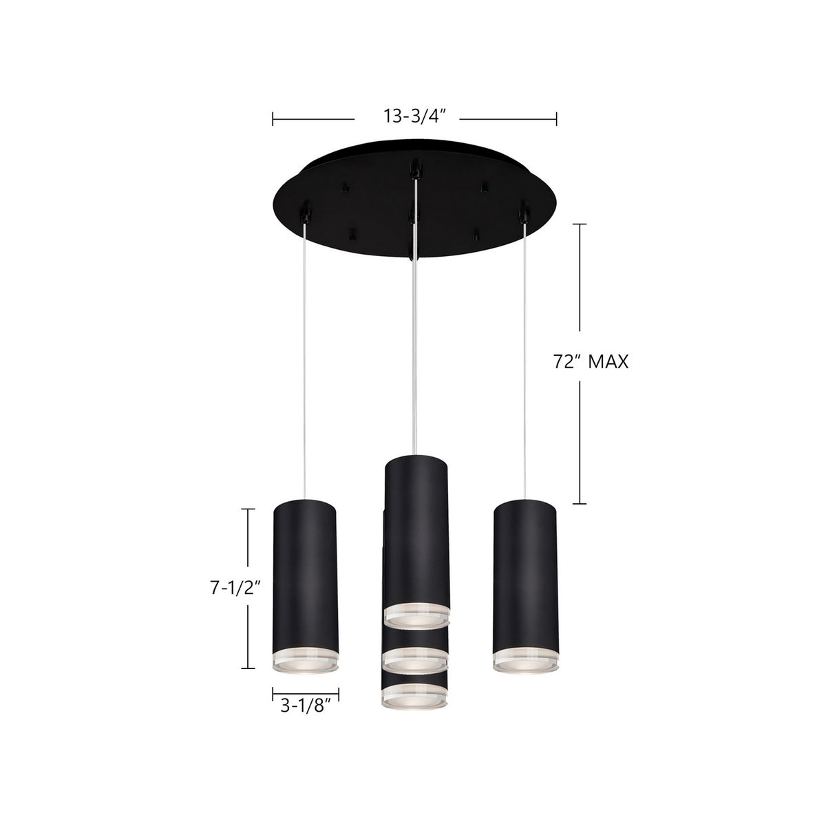 Suspension multiple Cameo Noir, 13 3/4" – vue 2