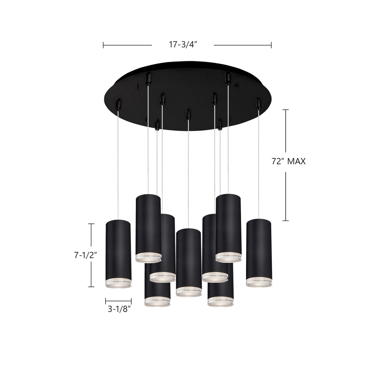 Suspension multiple Cameo Noir, 17 3/4" – vue 2