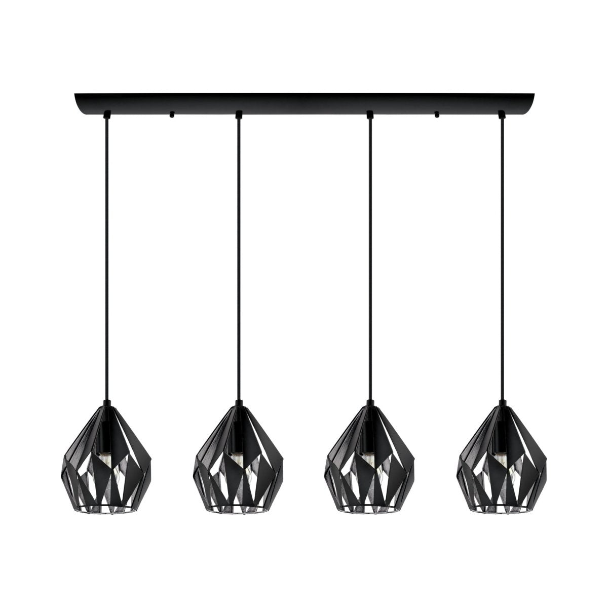 Suspension multiple Carlton 3 - Noir mat et argent 7 1/4" 4 by Eglo | Luminaires & cie