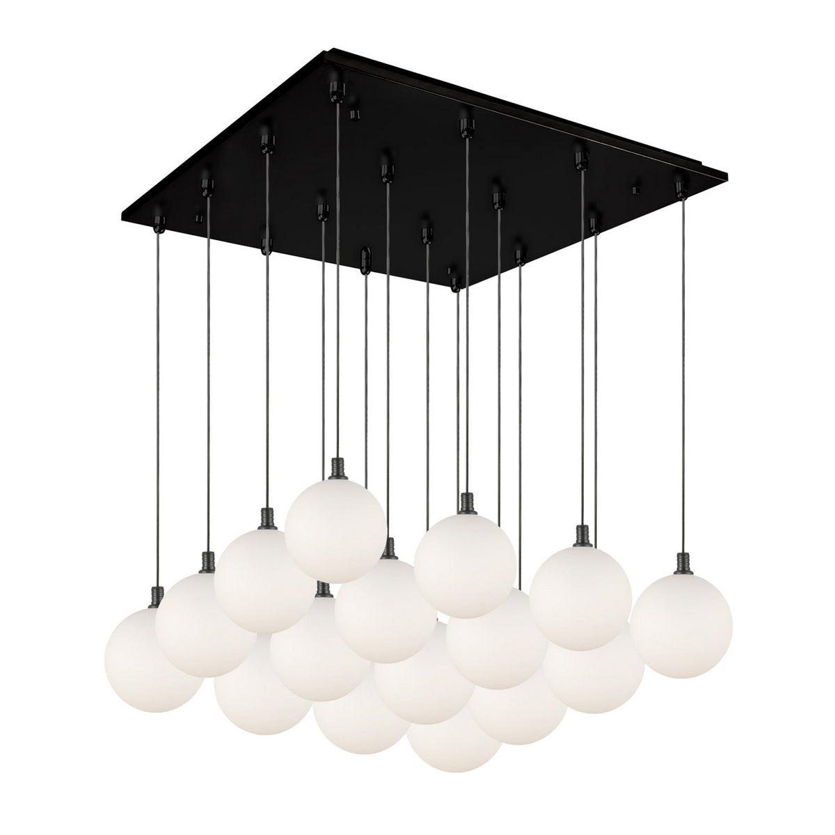 Suspension multiple carrée Bolla Noir, Verre opale mat – Kuzco Lighting