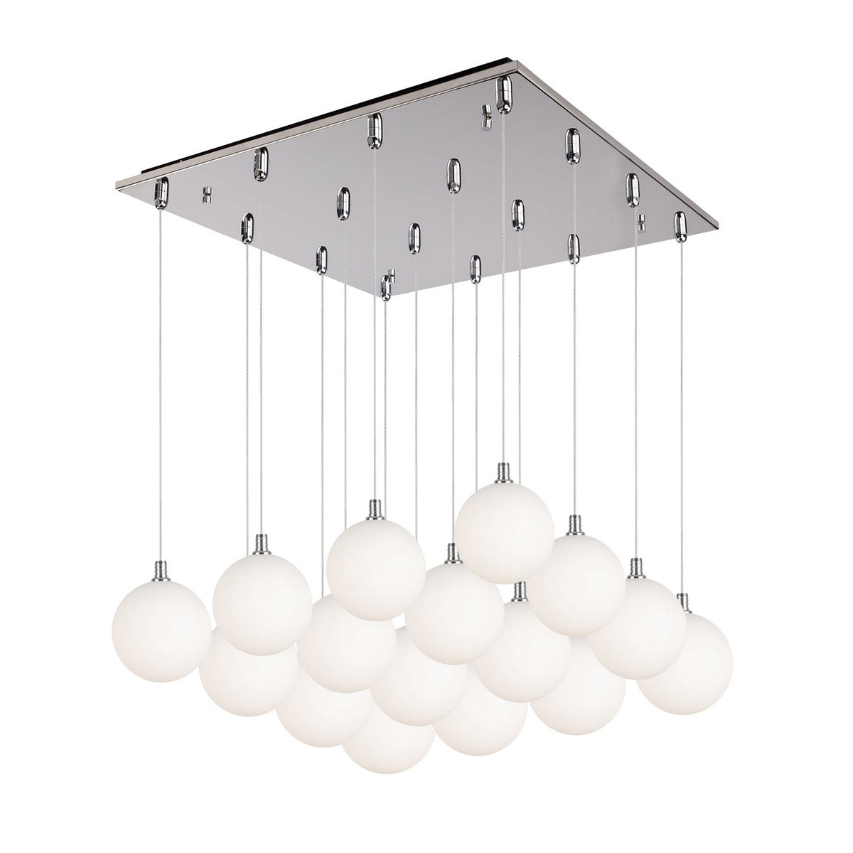 Suspension multiple carrée Bolla Chrome, Verre opale mat – Kuzco Lighting