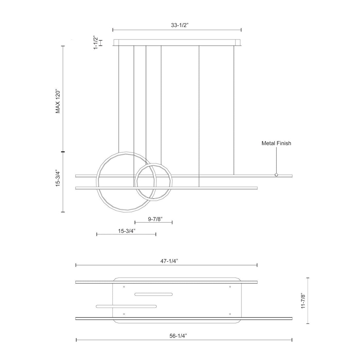 Suspension linéaire multiple Chute Calypso Noir – vue 3